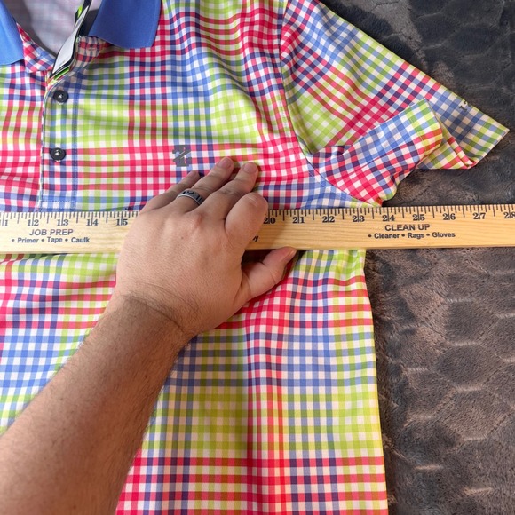 IZOD Golf Mens Large Polo Shirt Multicolor Plaid Gingham Short Sleeve NWT - Picture 6 of 9